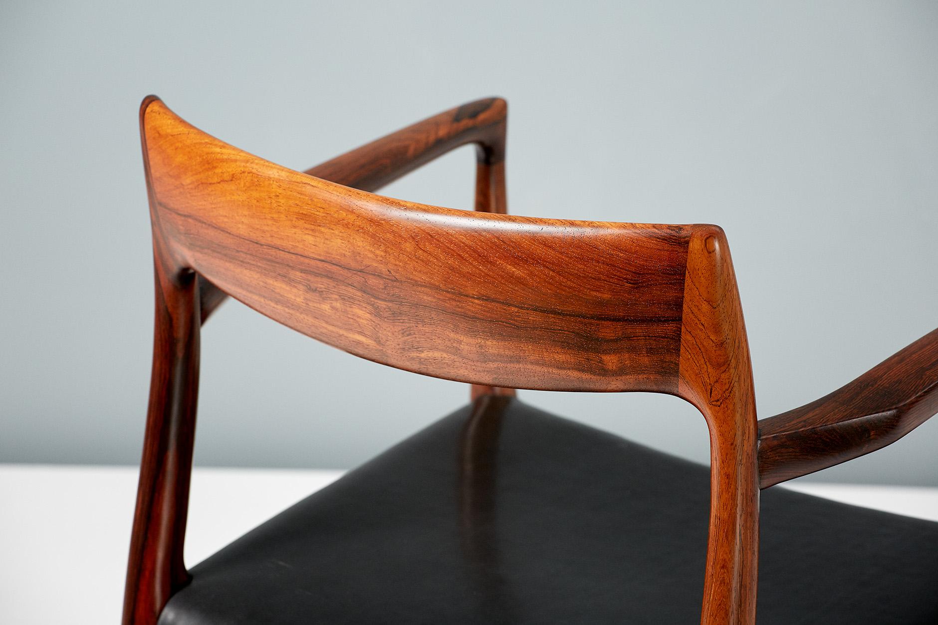 Chaise sculptée Niels O. Moller modèle 57 en bois de rose en vente 2