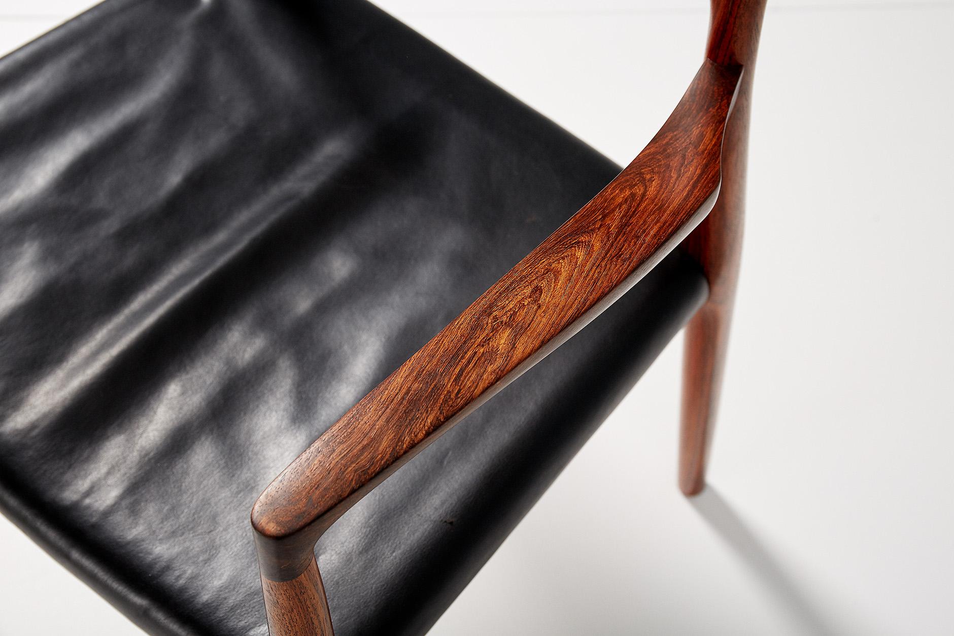 Fabric Niels O. Moller Model 57 Rosewood Carver Chair For Sale