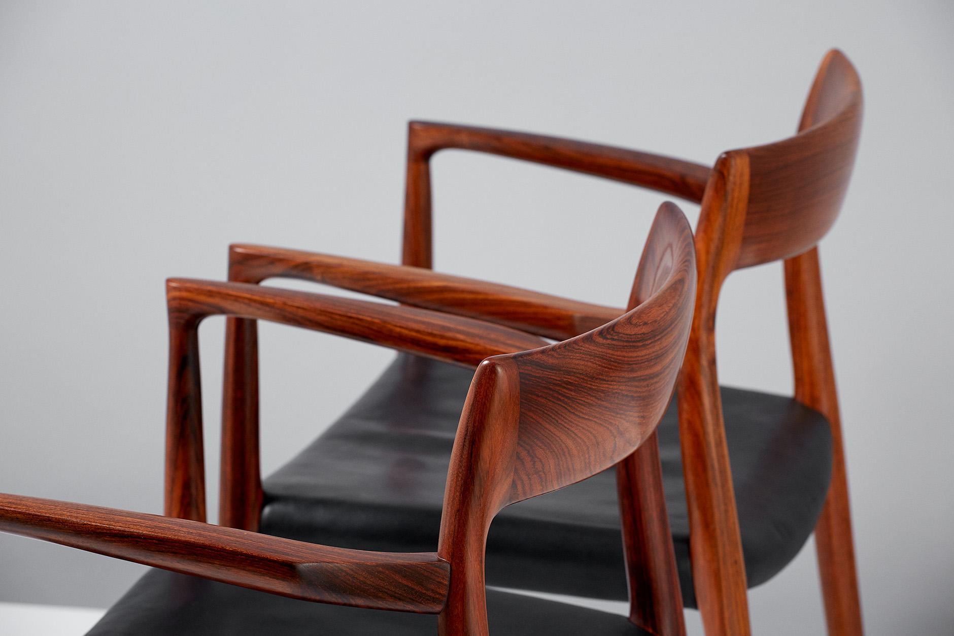 Scandinavian Modern Niels O. Moller Model 57 Rosewood Carver Chairs