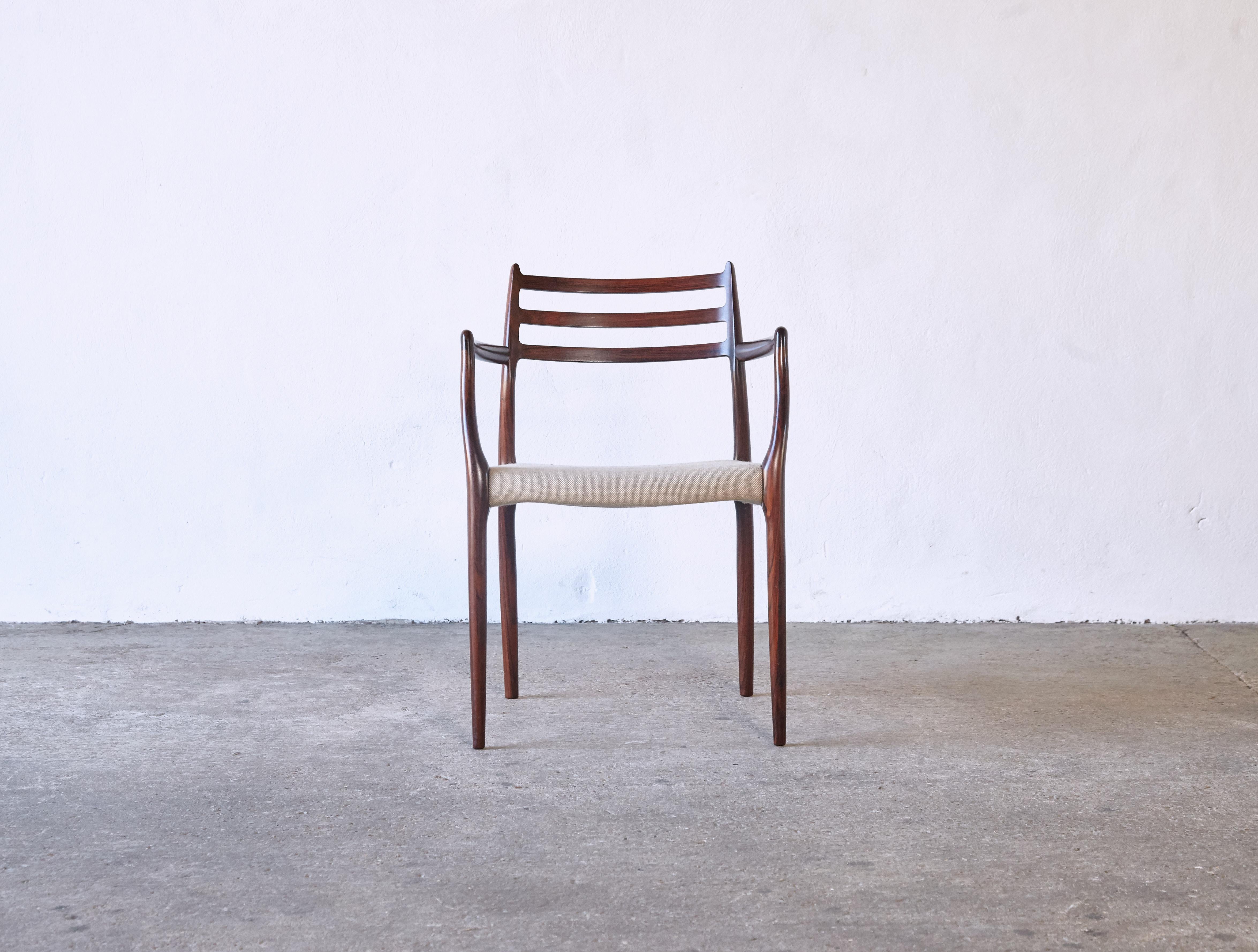 A perfect Niels O Moller model 62 carver chair in Brazilian Rosewood, produced by JL Moller, Denmark. In excellent original condition.

