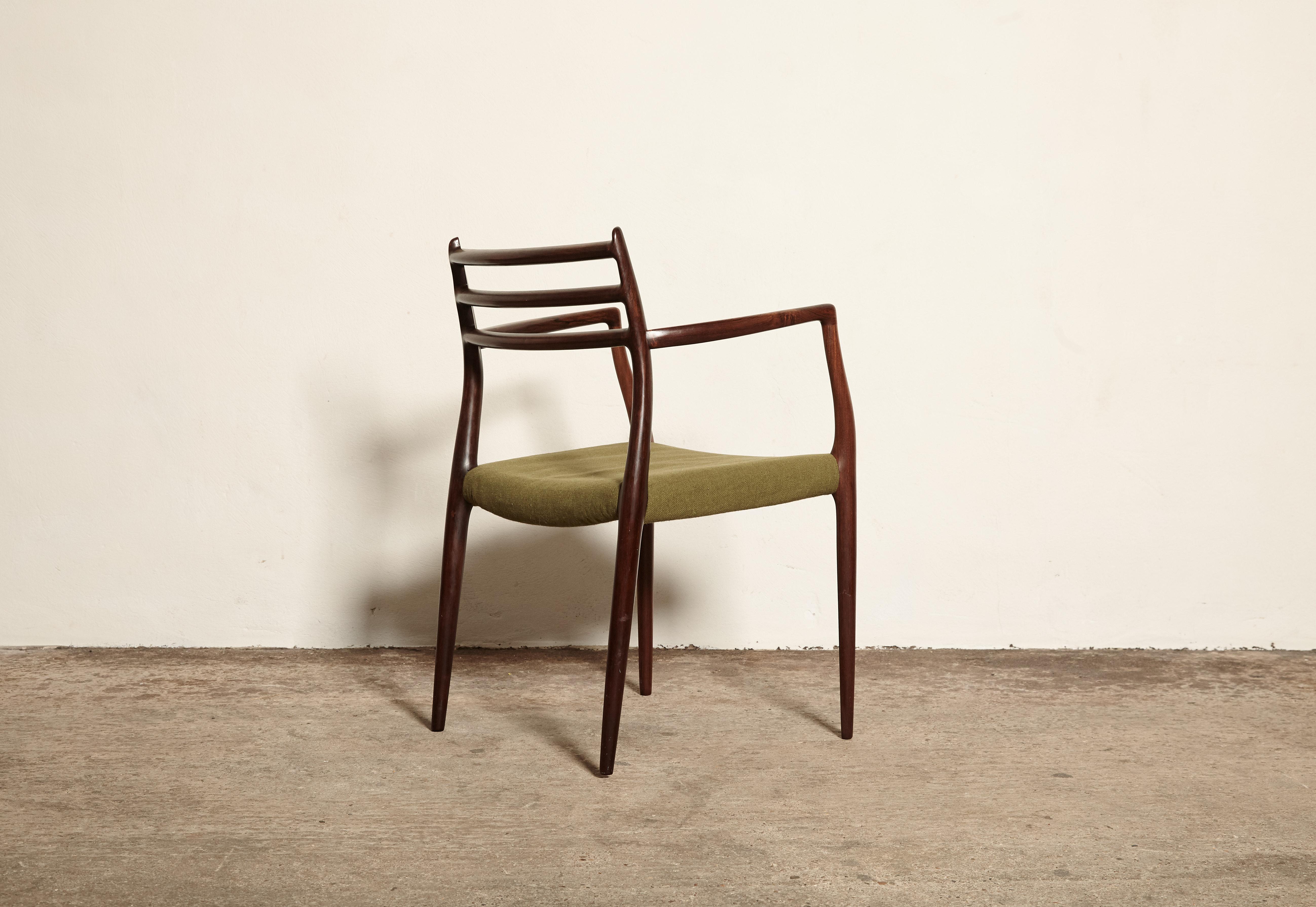 Niels O Moller Model 62 Rosewood Carver Dining Chair, Denmark, 1960s In Good Condition In London, GB