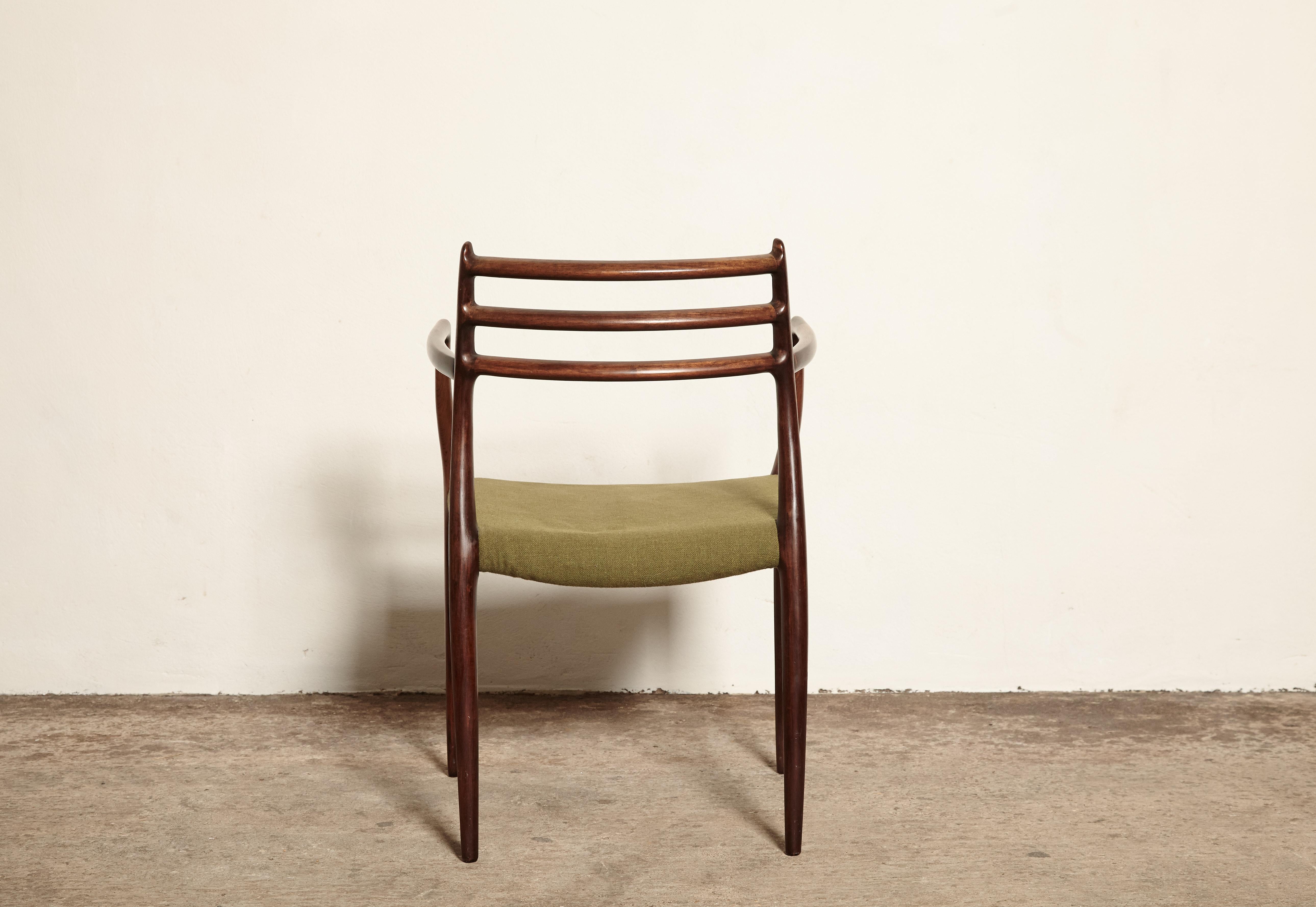 20th Century Niels O Moller Model 62 Rosewood Carver Dining Chair, Denmark, 1960s