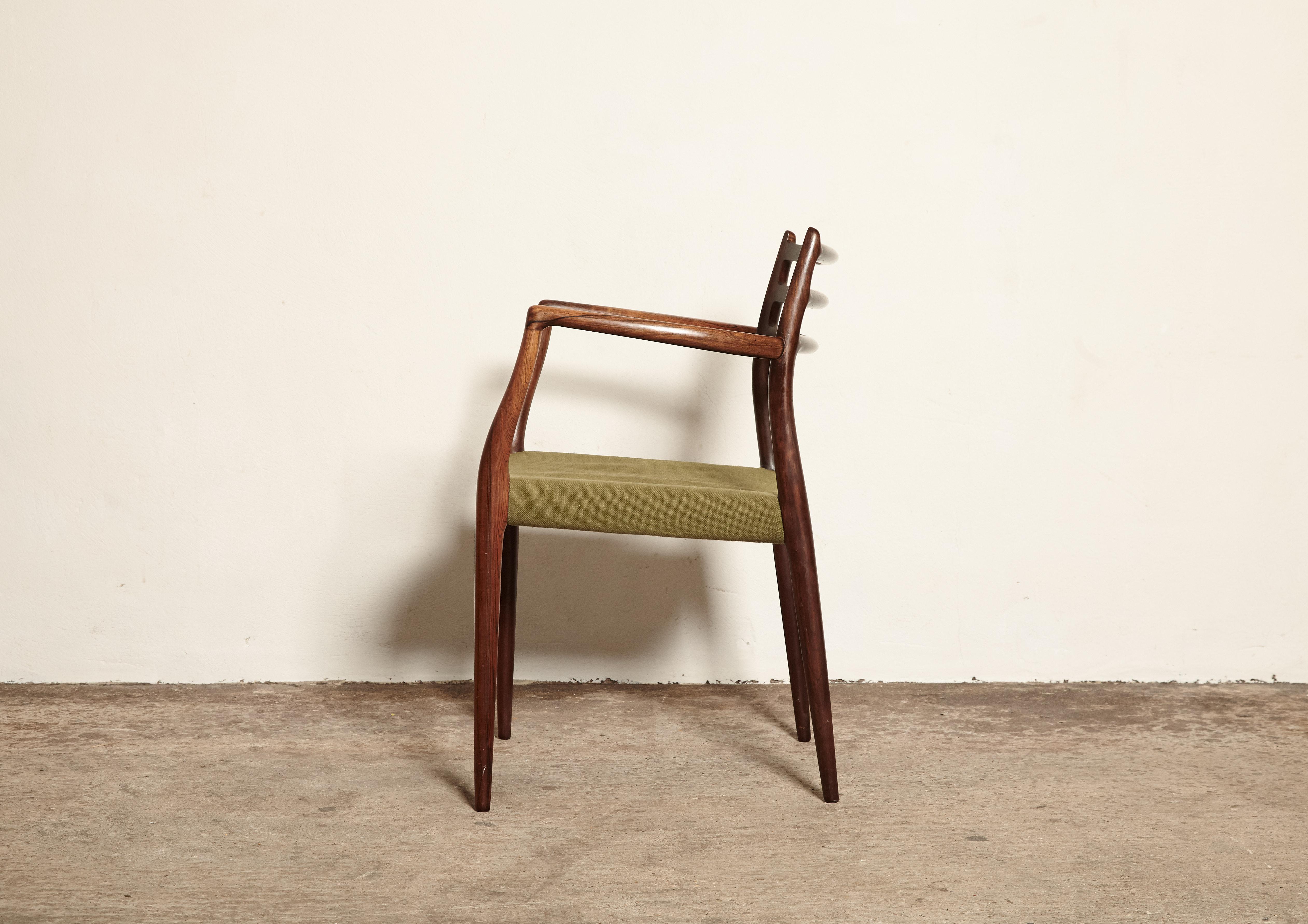 Fabric Niels O Moller Model 62 Rosewood Carver Dining Chair, Denmark, 1960s
