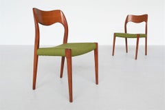 Niels O. Moller, paire de chaises de salle à manger modèle 71, Danemark, 1951