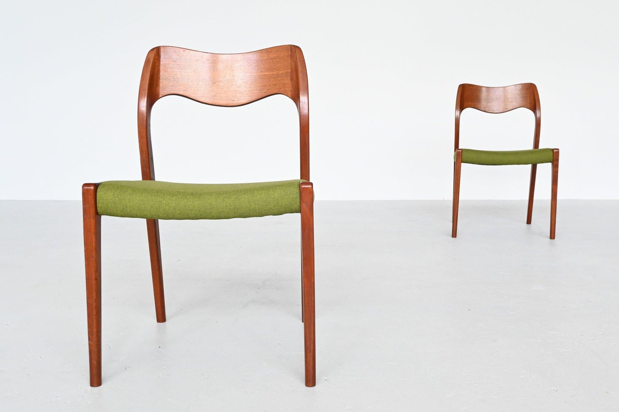 Scandinavian Modern Niels O. Moller Model 71 Pair of Dining Chairs, Denmark, 1951