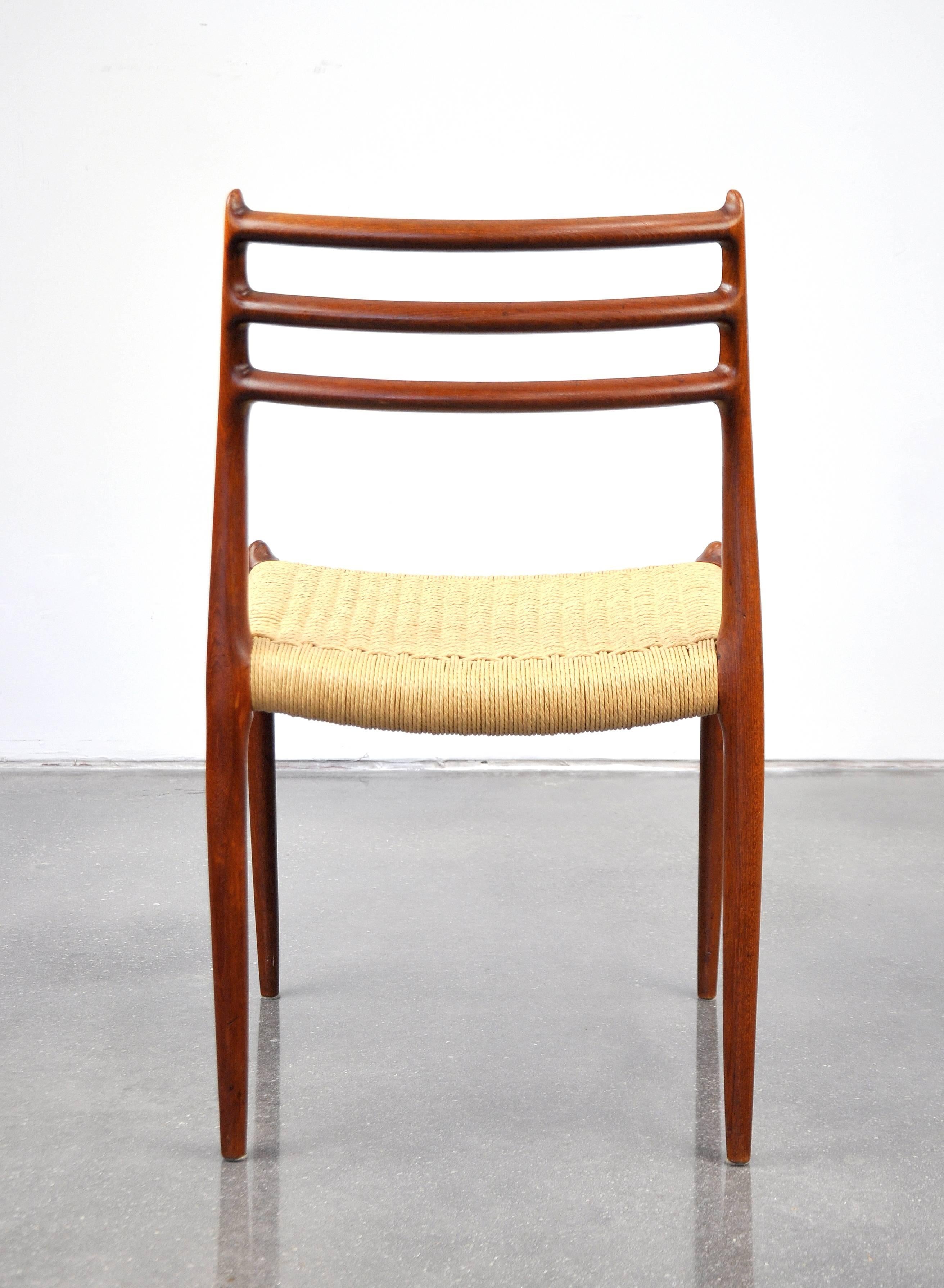 Corde en papier Chaises à manger en teck modèle 78 de Niels O. Moller