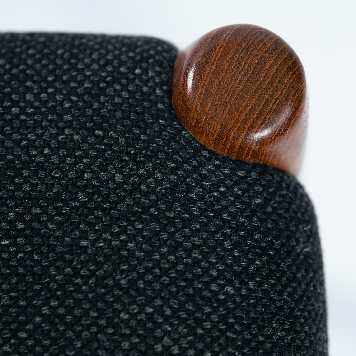 Niels O Moller teak stool 80a with black wool fabric, Denmark, 1960s For Sale 7