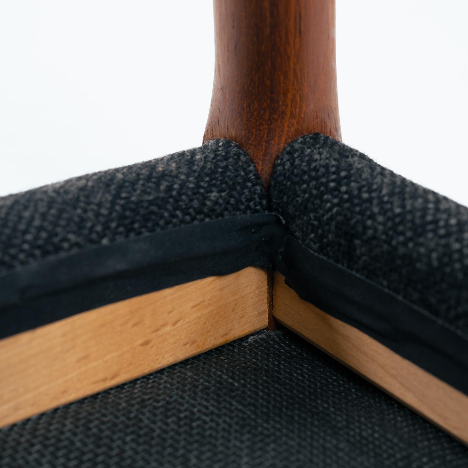 Niels O Moller teak stool 80a with black wool fabric, Denmark, 1960s For Sale 9