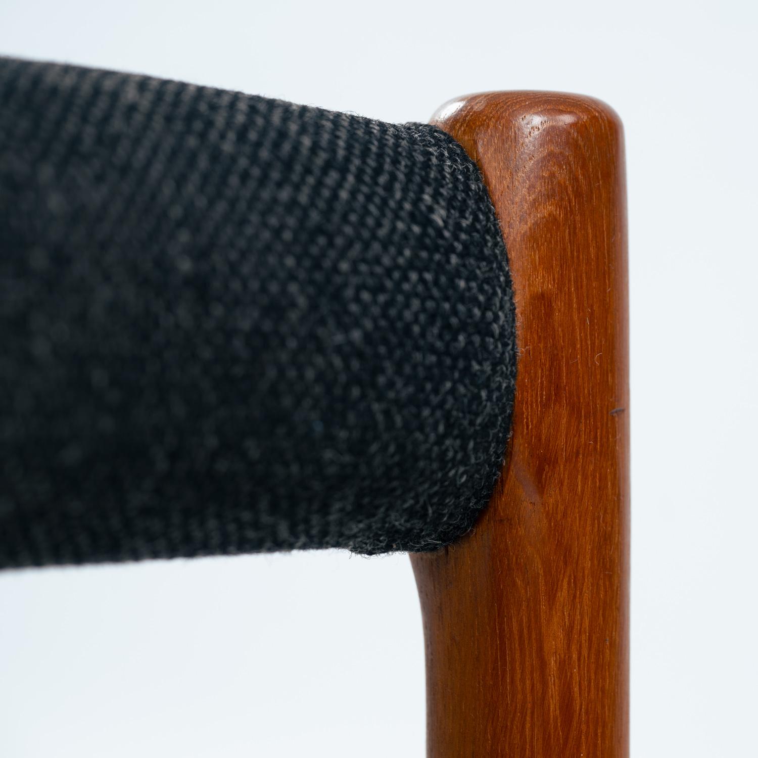 Niels O Moller teak stool 80a with black wool fabric, Denmark, 1960s For Sale 2