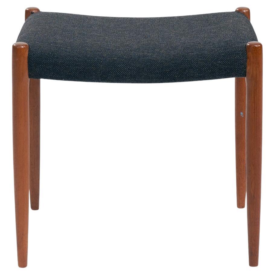 Niels O Moller teak stool 80a with black wool fabric, Denmark, 1960s