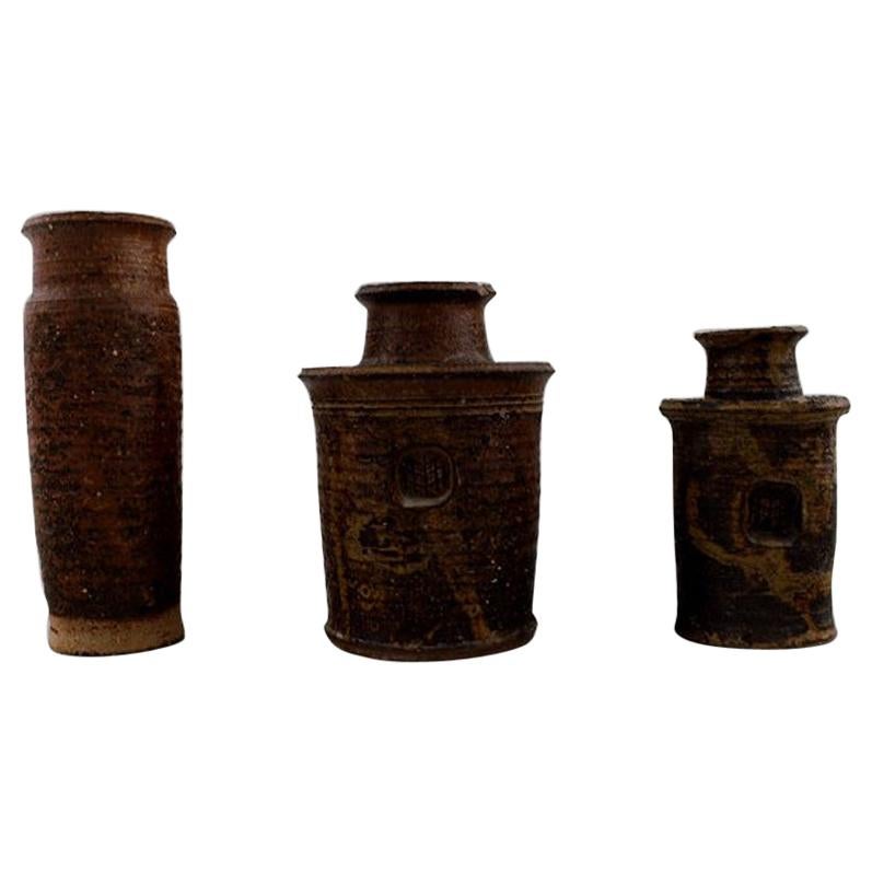 Niels Oluf 'Jeppe' Thorkelin-Eriksen ‘1926-1981’ Danish Potter 3 Unique Vases