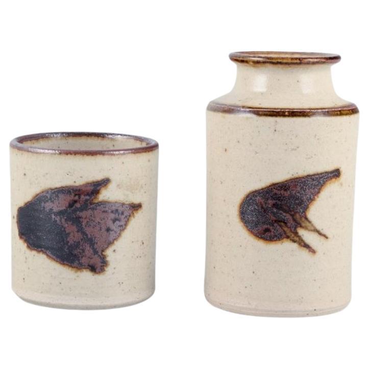 Niels Oluf Thorkelin Eriksen, Denmark. Two vases with abstract motifs, 1970s For Sale