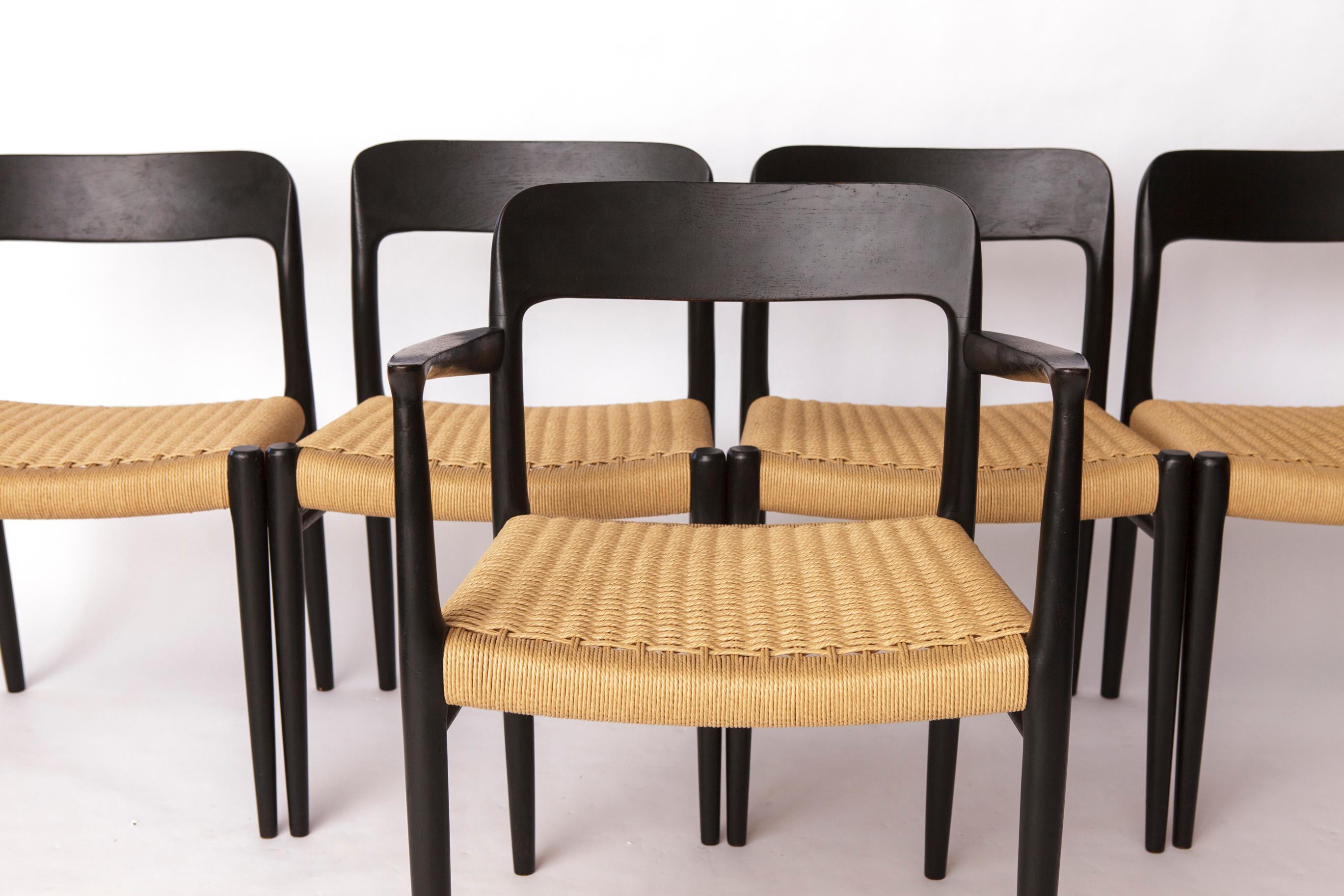 Chêne Fauteuil Niels Otto Møller noir années 1960 - Chaise danoise du milieu du siècle Model No 56 - Res en vente
