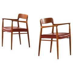 Niels Otto Møller Armchairs Model 57 Produced by J.L Møllers Møbelfabrik