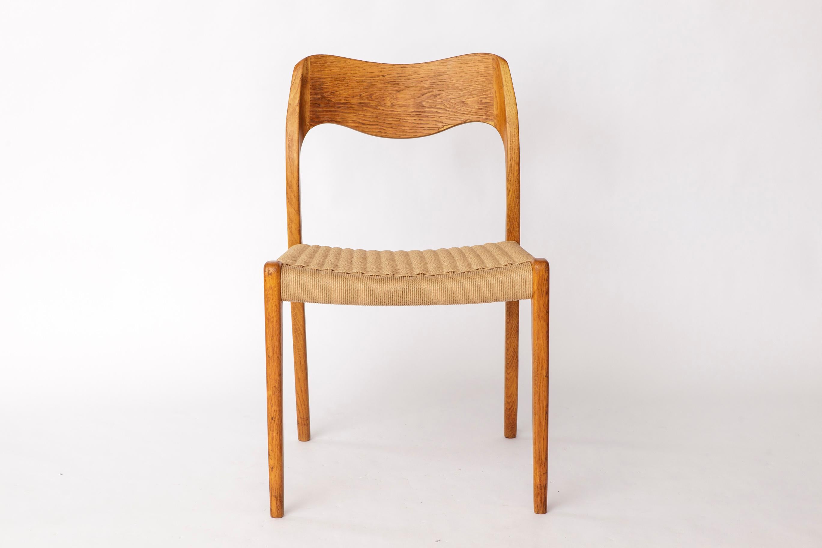 Niels Otto Møller Chair Model 71 – Danish Oak, New Papercord, 1960s In Good Condition For Sale In Hannover, DE