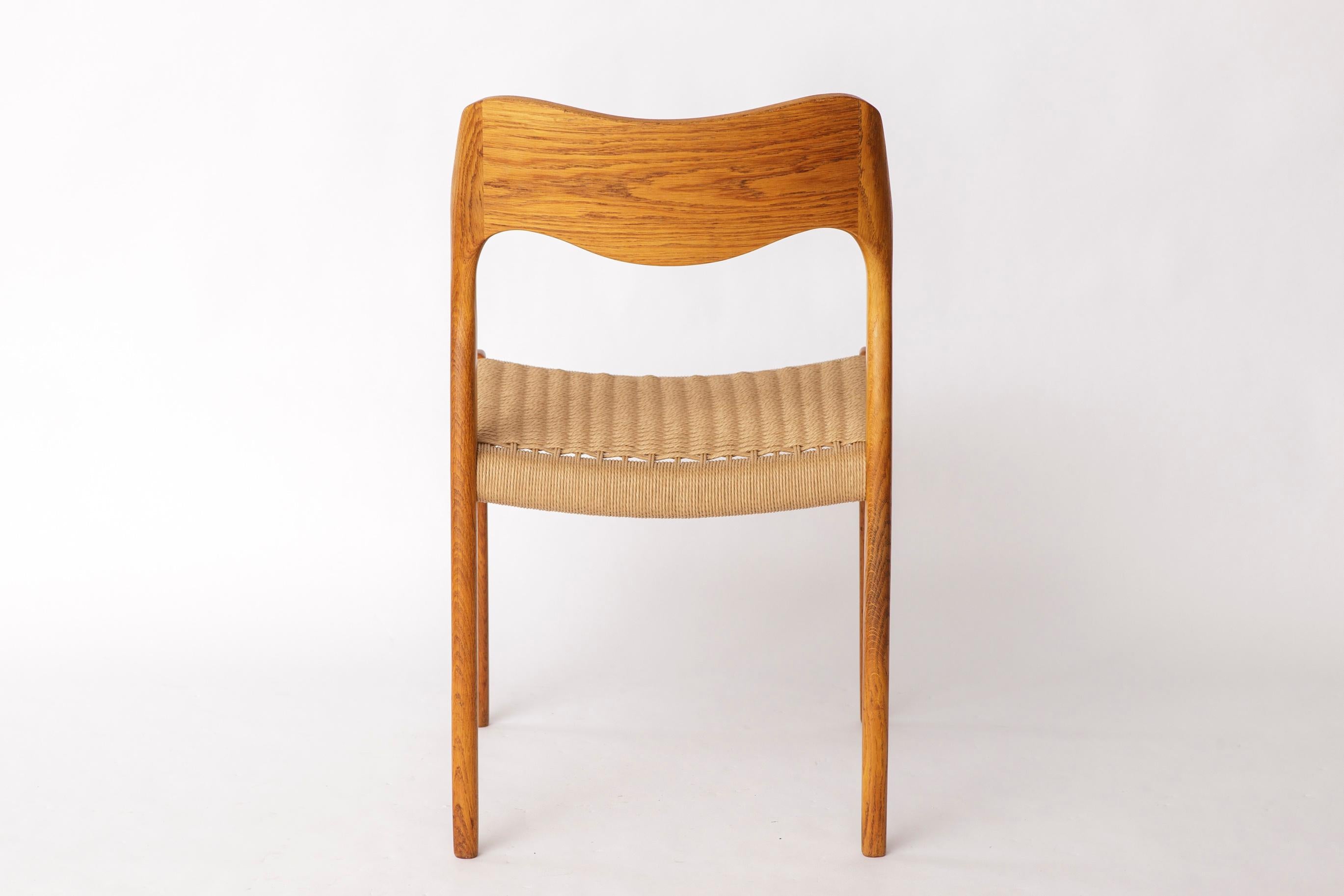 Niels Otto Møller Chair Model 71 – Danish Oak, New Papercord, 1960s For Sale 1