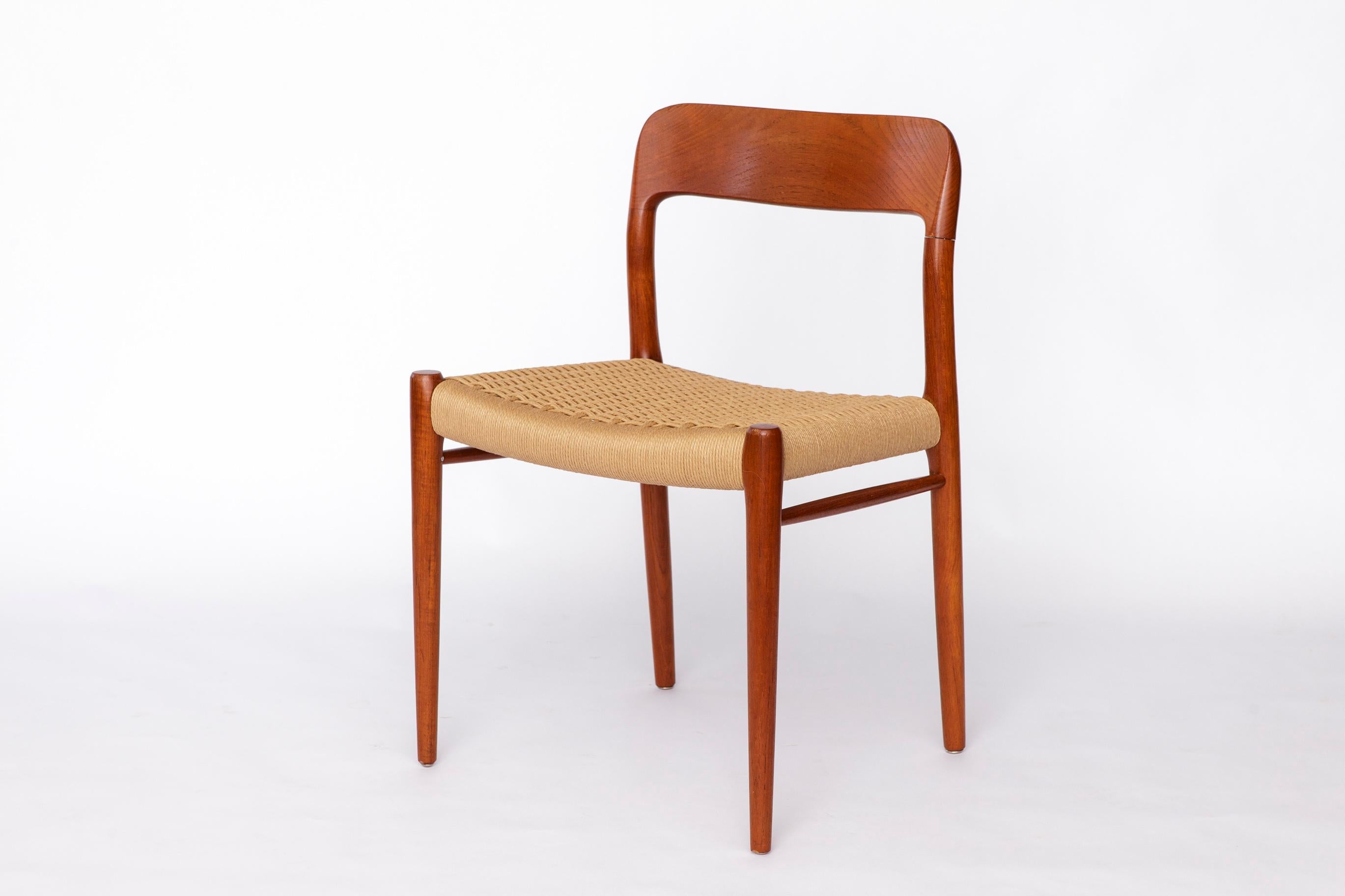 Polished Niels Otto Møller Chair, Model 75 (1950s) – with Repair – Vintage Danish Mid-Cen For Sale