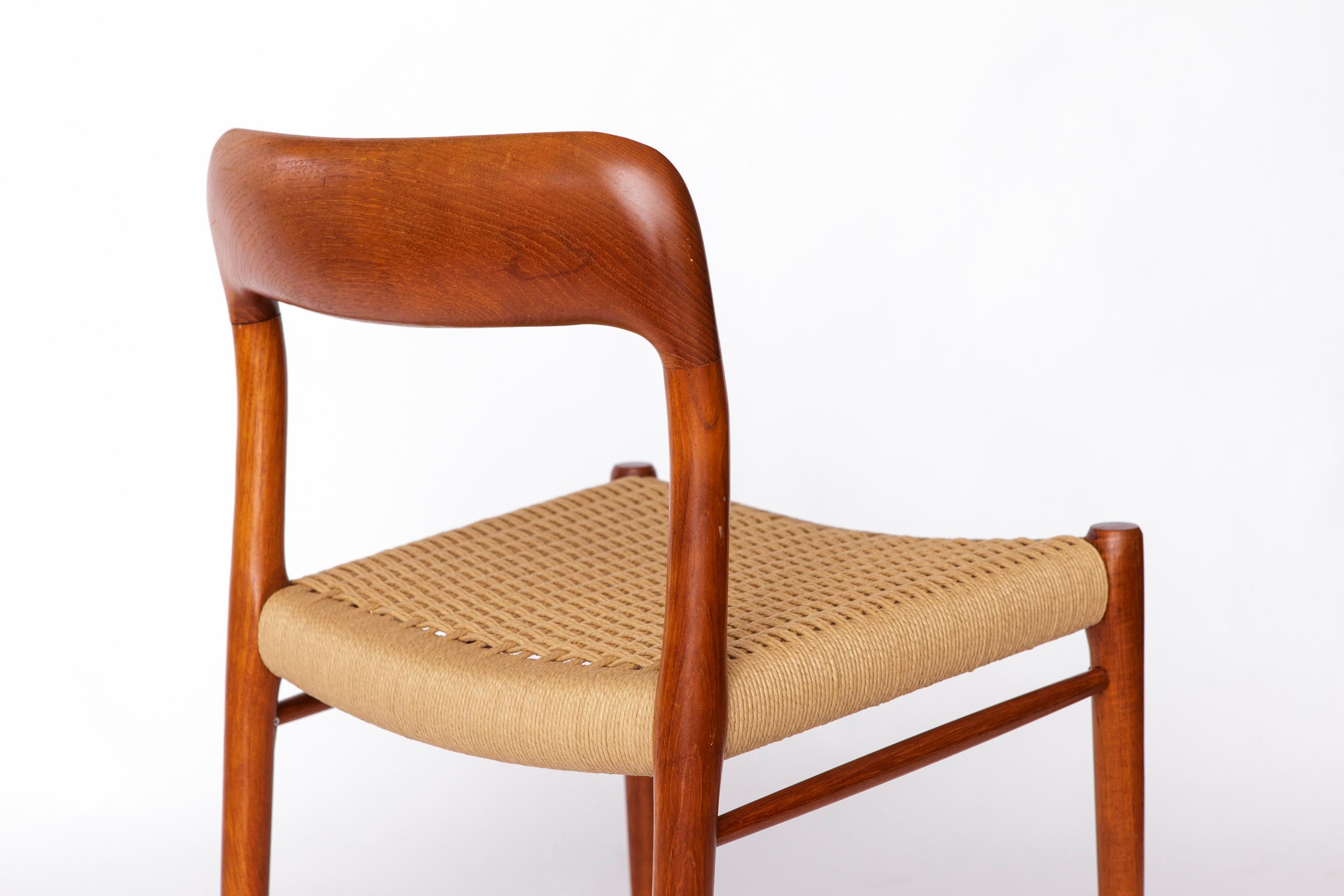 Mid-20th Century Niels Otto Møller Chair, Model 75 (1950s) – with Repair – Vintage Danish Mid-Cen For Sale