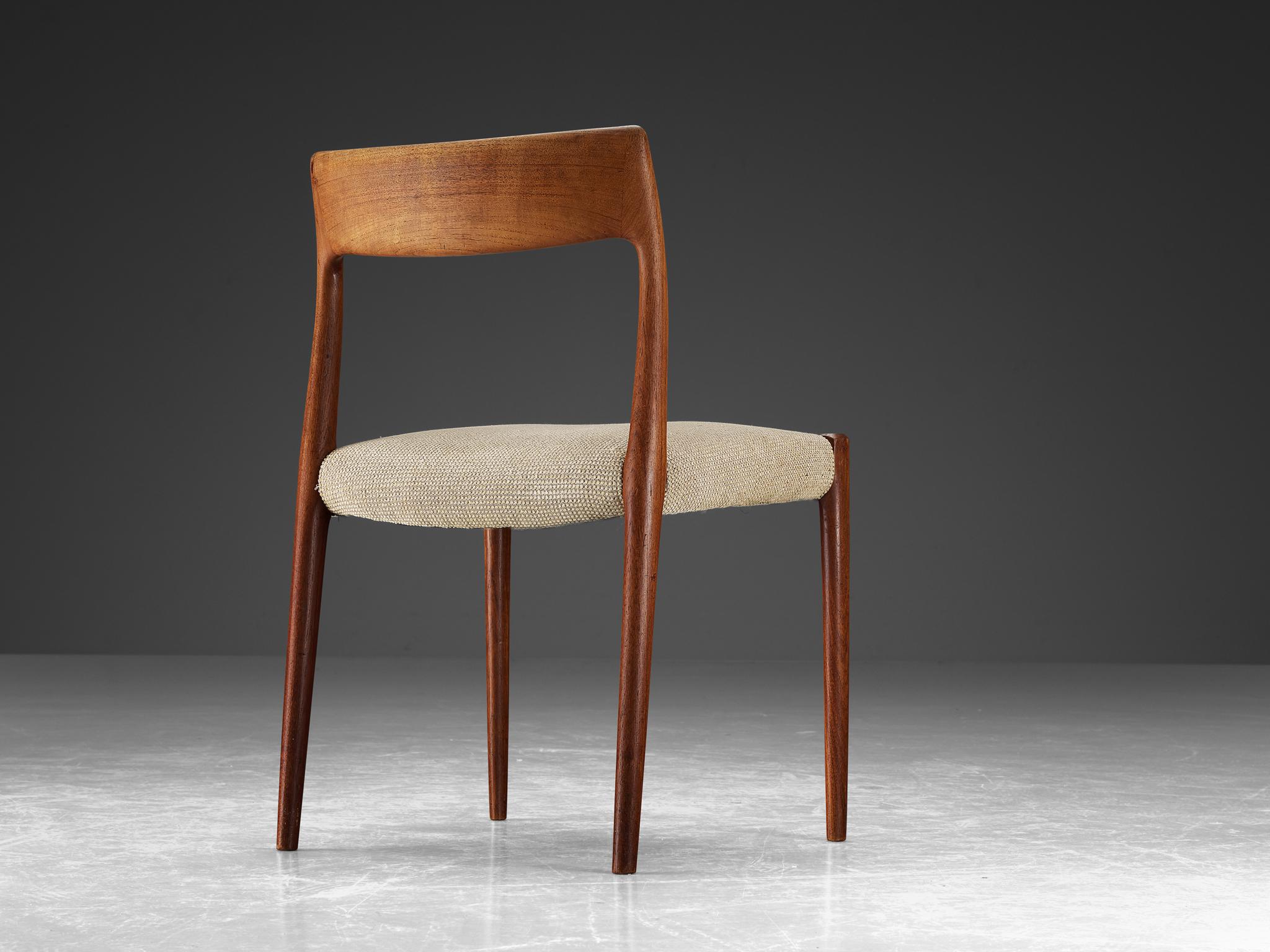 Danish Niels Otto Møller Dining Chair in Teak and Beige Upholstery  For Sale