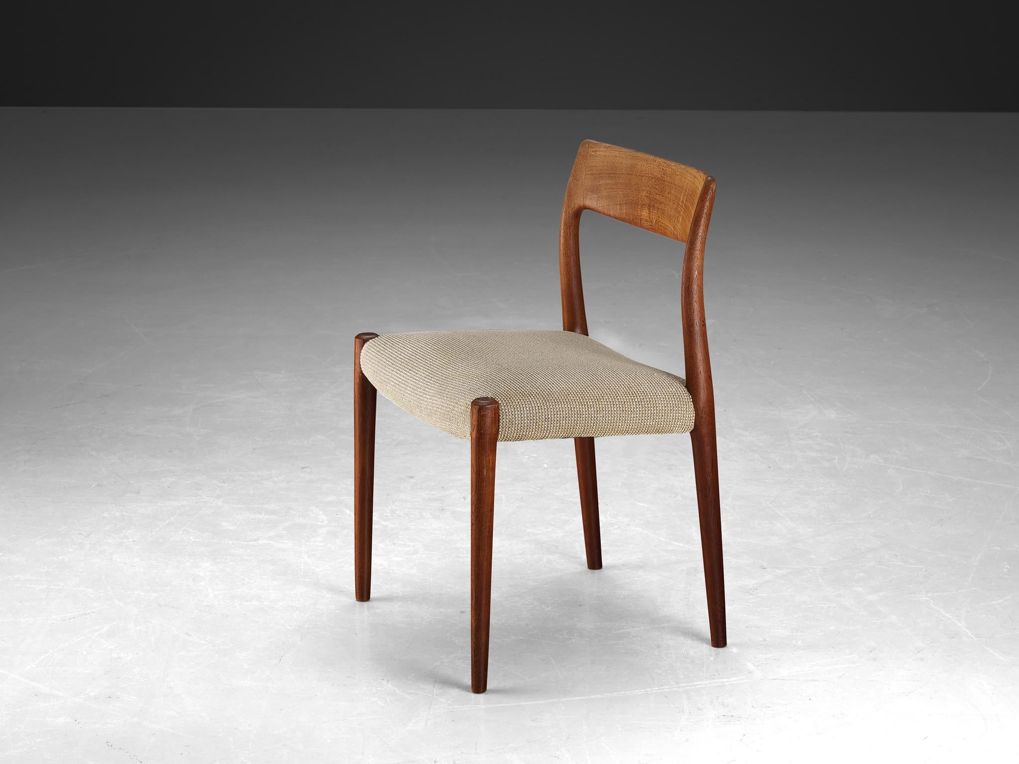Mid-20th Century Niels Otto Møller Dining Chair in Teak and Beige Upholstery  For Sale