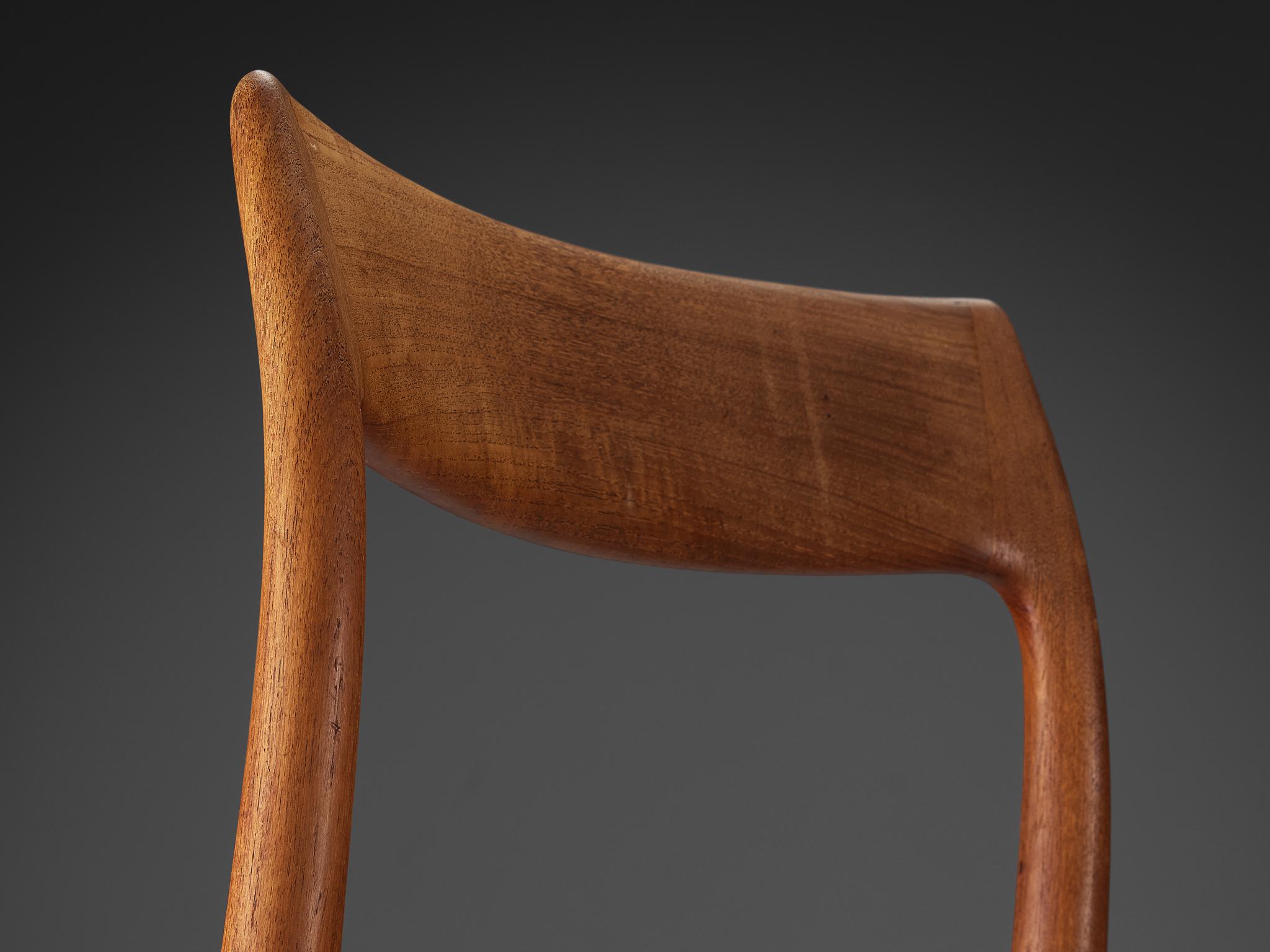 Fabric Niels Otto Møller Dining Chair in Teak and Beige Upholstery  For Sale