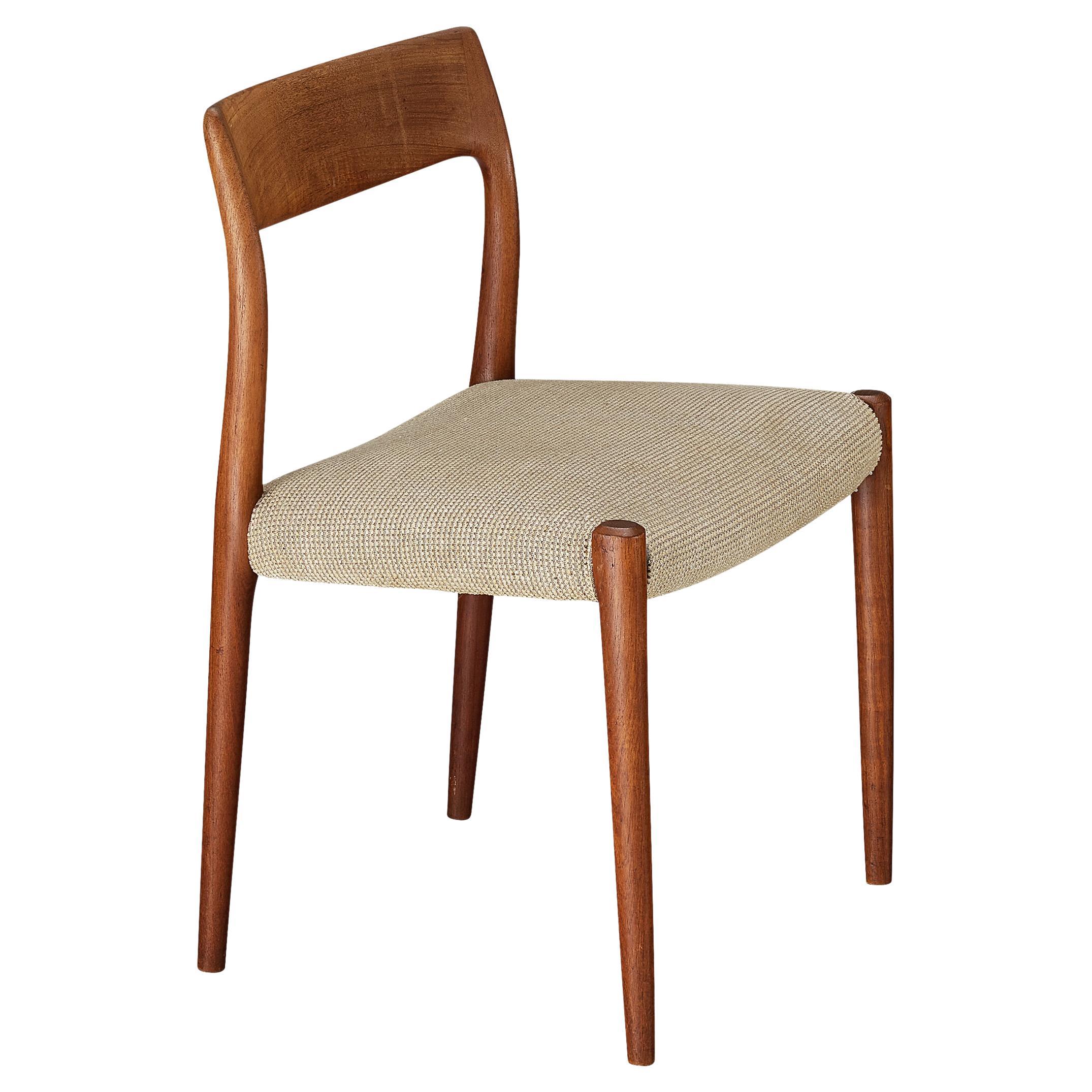 Niels Otto Møller Dining Chair in Teak and Beige Upholstery  For Sale