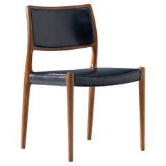 Niels Otto Møller Dining Chair in Teak and Black Leather