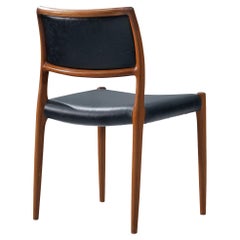 Niels Otto Møller Dining Chair Model '80' in Teak and Black Leather