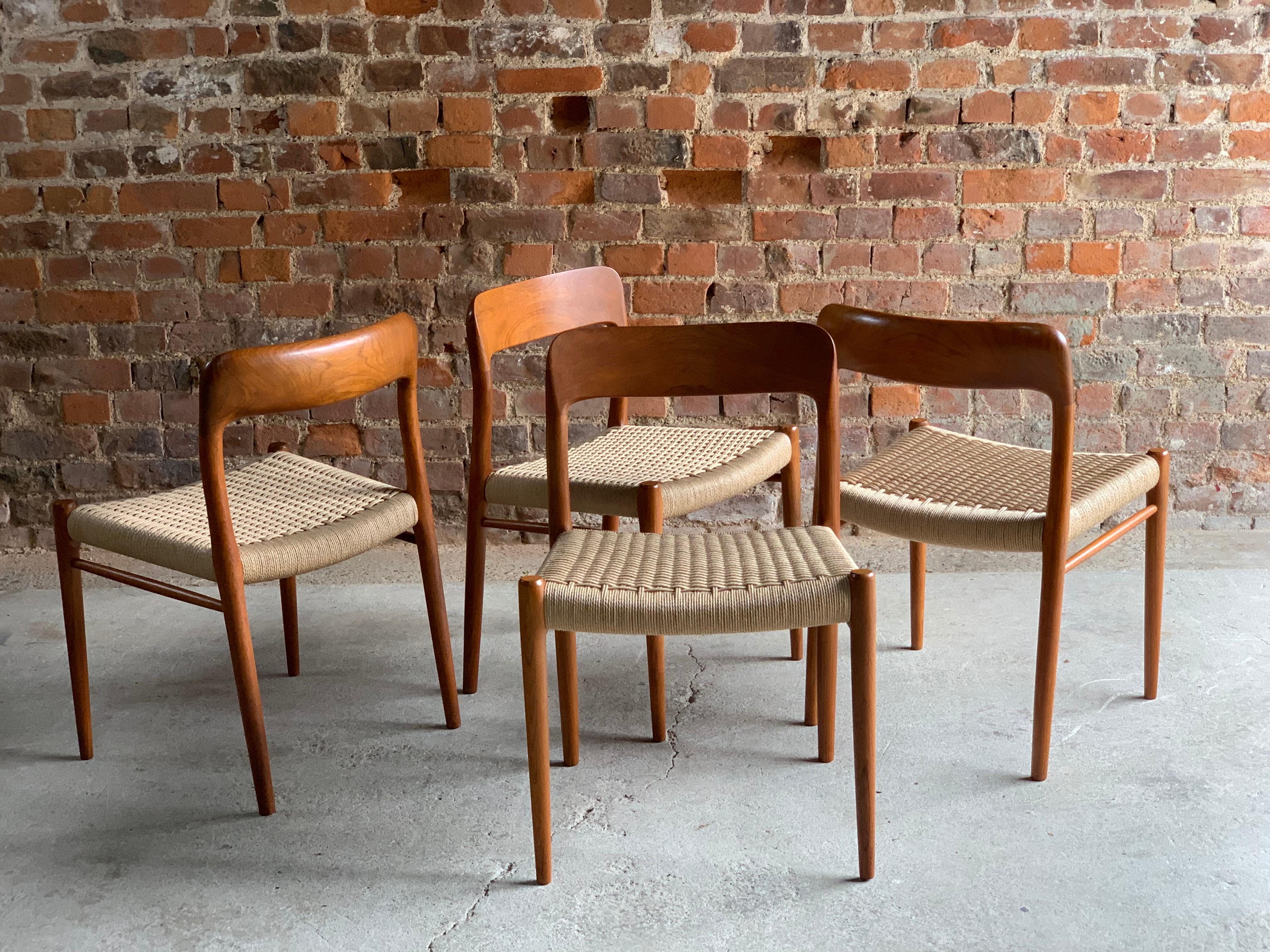 Mid-Century Modern Niels Otto Møller Dining Chairs Set of 4 Model 75 JL Møller Møbelfabrik Danish