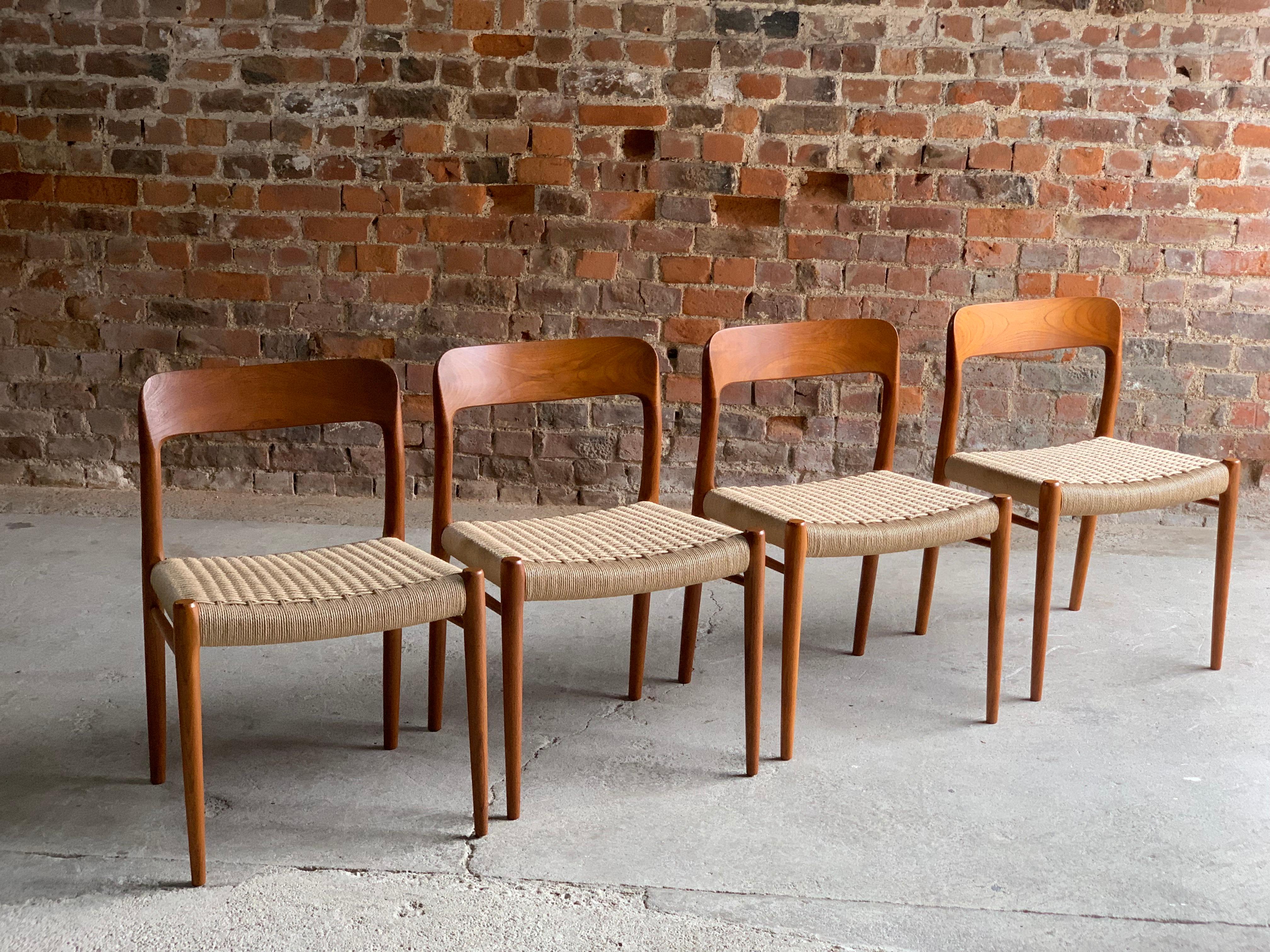 Teak Niels Otto Møller Dining Chairs Set of 4 Model 75 JL Møller Møbelfabrik Danish