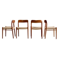Niels Otto Møller Dining Chairs Set of Four Model 75 Jl Møller Møbelfabrik