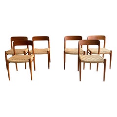 Niels Otto Møller Dining Chairs Set of Six Model 75 JL Møller Møbelfabrik Danish