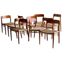 Niels Otto Møller Dining Chairs Set of Ten Model 75 JL Møller Møbelfabrik Danish