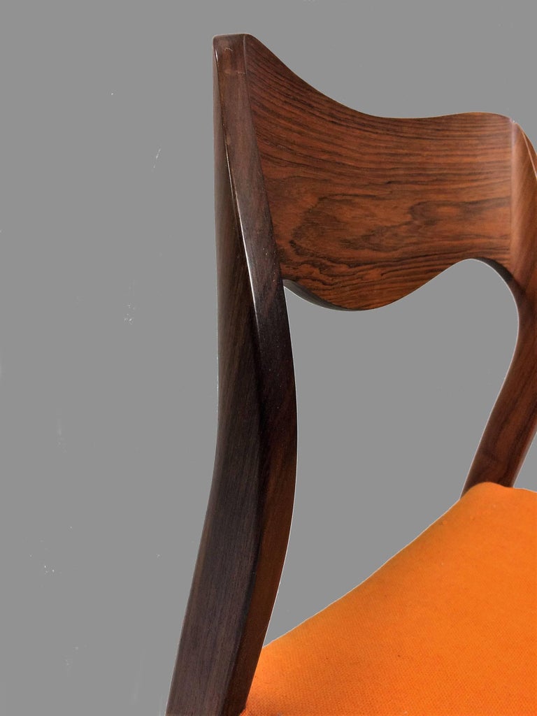 Niels Otto Møller Eight Restored Rosewood Dining Chairs - Custom Upholstery For Sale 1