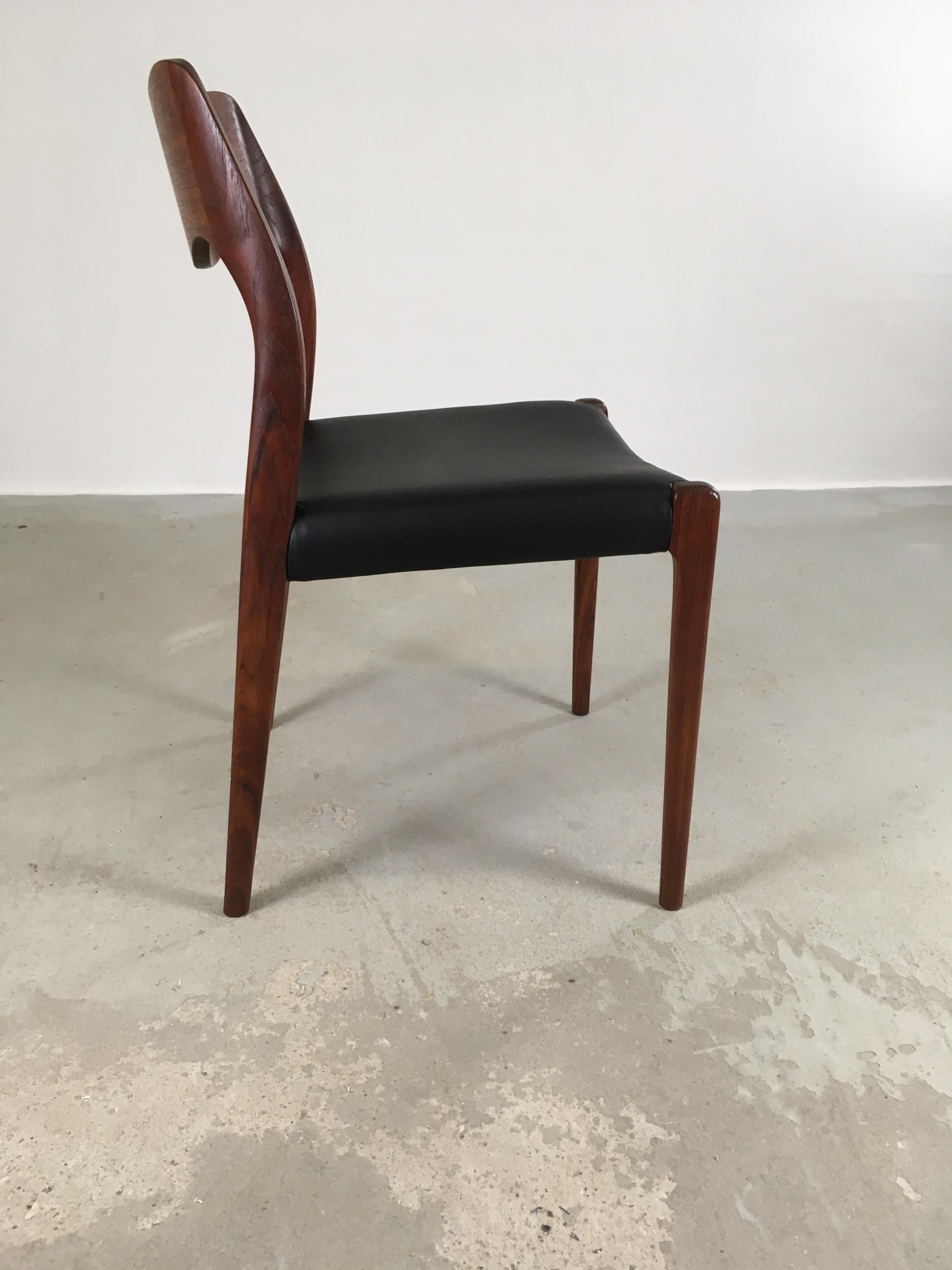 Niels Otto Møller Eigth Restored Teak Dining Chairs, Custom Upholstery Included For Sale 4