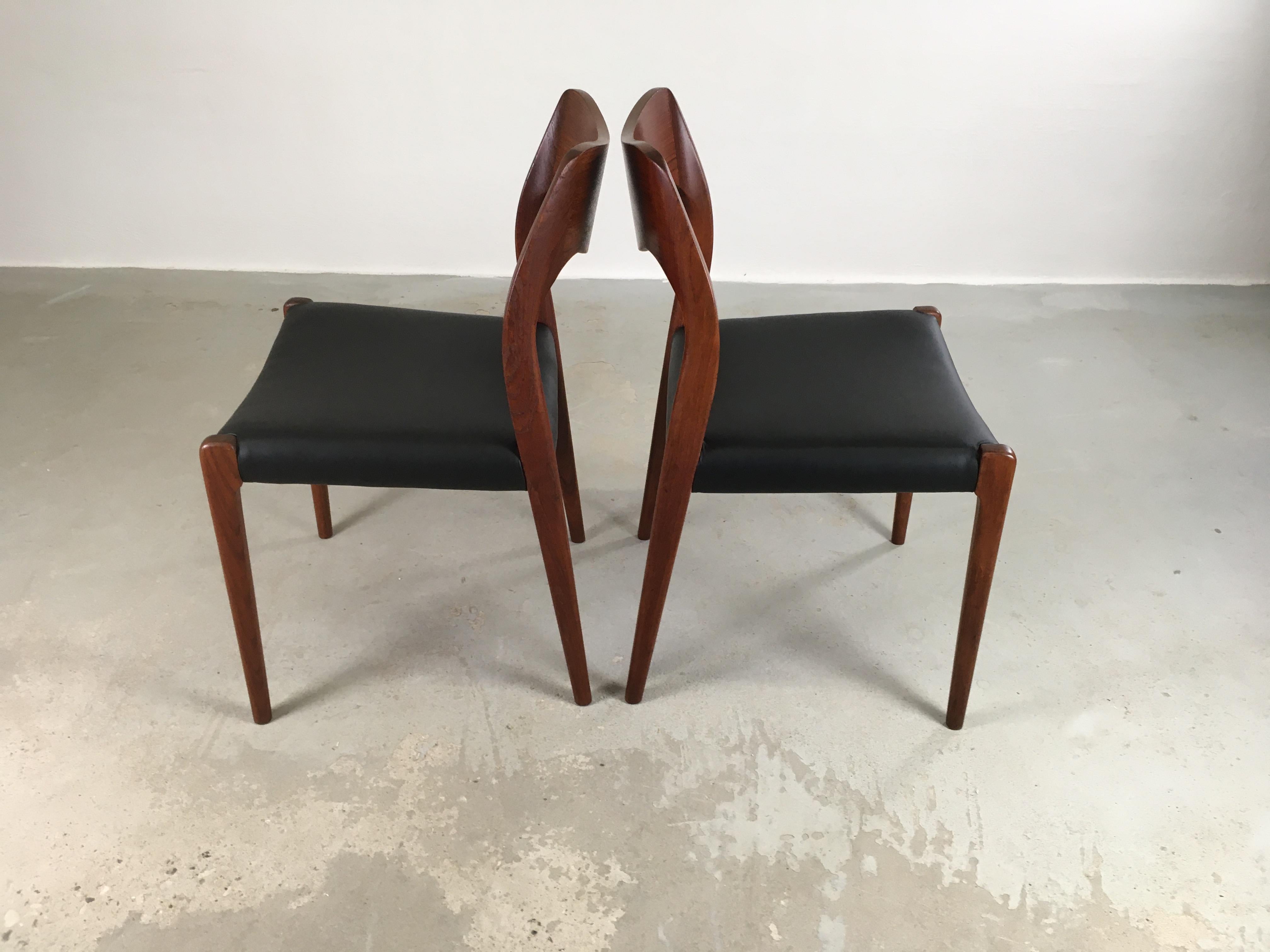 Scandinavian Modern Niels Otto Møller Eigth Restored Teak Dining Chairs, Custom Upholstery Included For Sale