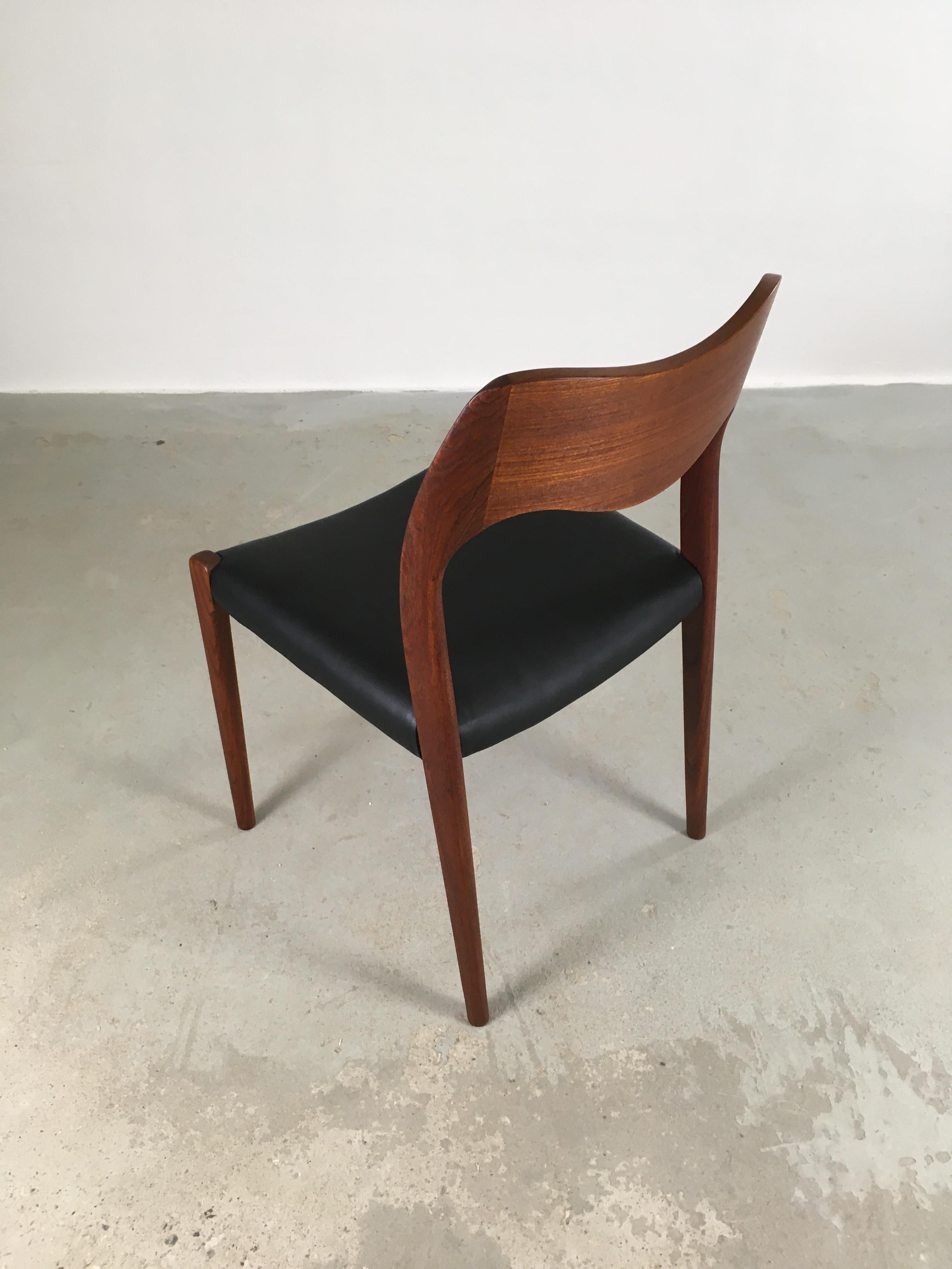 Niels Otto Møller Eigth Restored Teak Dining Chairs, Custom Upholstery Included For Sale 1