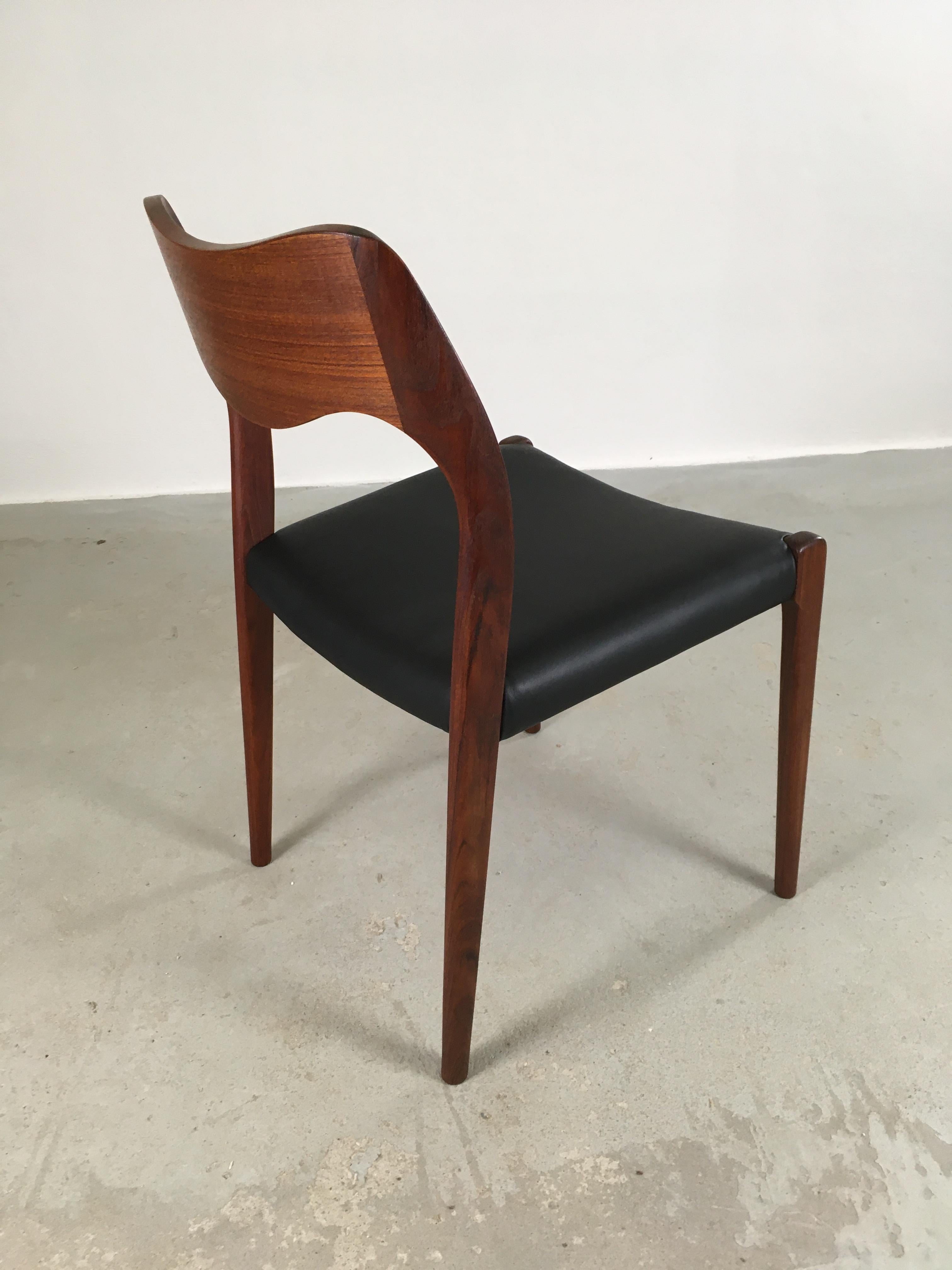 Niels Otto Møller Eigth Restored Teak Dining Chairs, Custom Upholstery Included For Sale 3