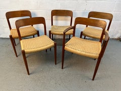 Niels Otto Møller for J.L. Møller 'Model 75' Teak and Cord Dining Chairs