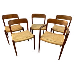Niels Otto Møller for J.L. Møller 'Model 75' Teak and Cord Dining Chairs