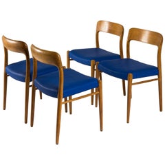 Niels Otto Møller Four Danish Dining Chairs  Model 75 JL Møller Møbelfabrik