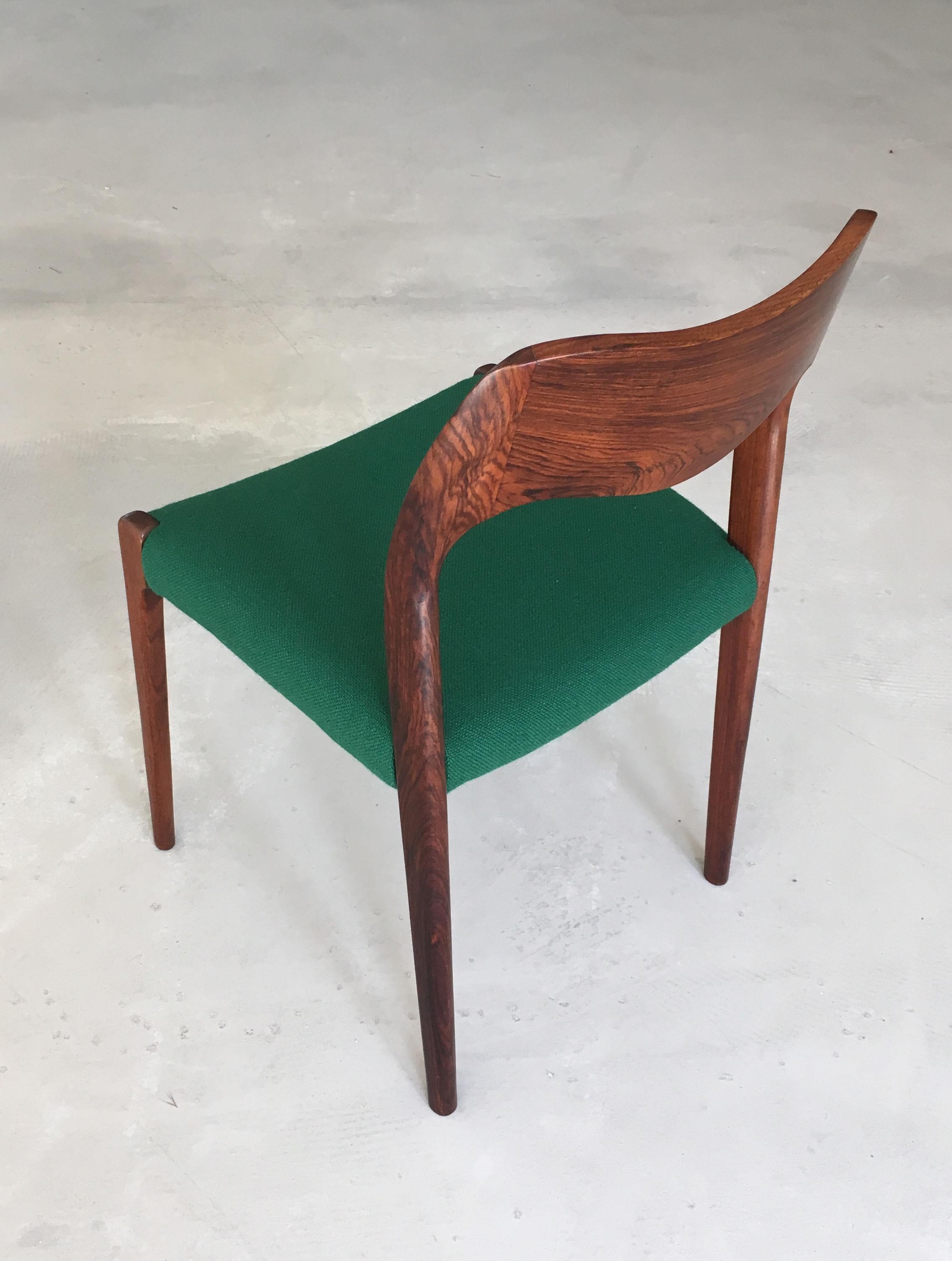 Niels Otto Møller Four Fully Restored Rosewood Dining Chairs - Custom Upholstery For Sale 6