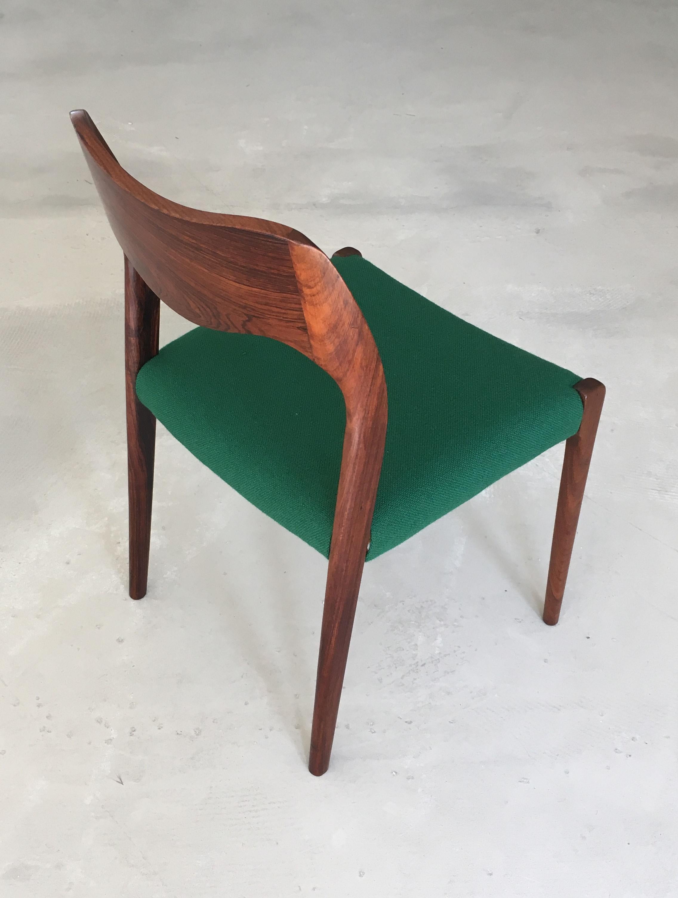 Niels Otto Møller Four Fully Restored Rosewood Dining Chairs - Custom Upholstery For Sale 8