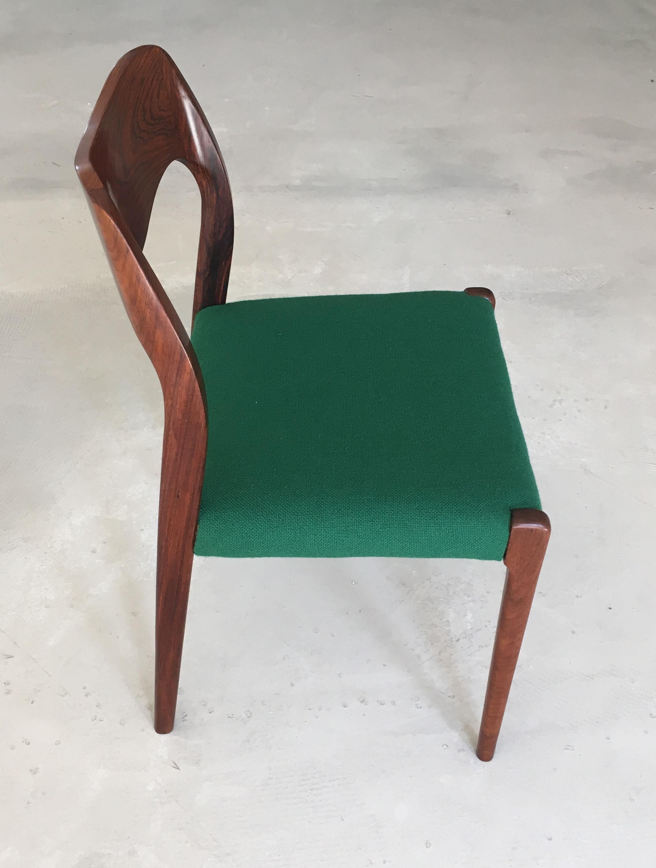 Niels Otto Møller Four Fully Restored Rosewood Dining Chairs - Custom Upholstery For Sale 10