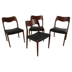 Niels Otto Møller Four Fully Restored Teak Dining Chairs, Custom Upholstery