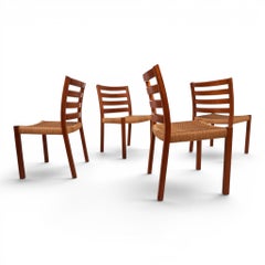 Niels Otto Møller Model 408, Set of 4 Teak Papercord Dining Chairs for J.L. Møll