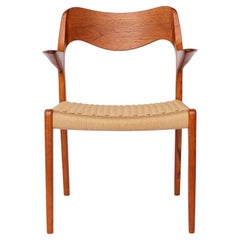 Poltrona Niels Otto Møller Model 55 - Sedia da pranzo danese in teak con New Paper Co