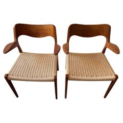 2 Niels Otto Møller Model 55 Armchairs, 1950s, Vintage – Reserved for Gary
