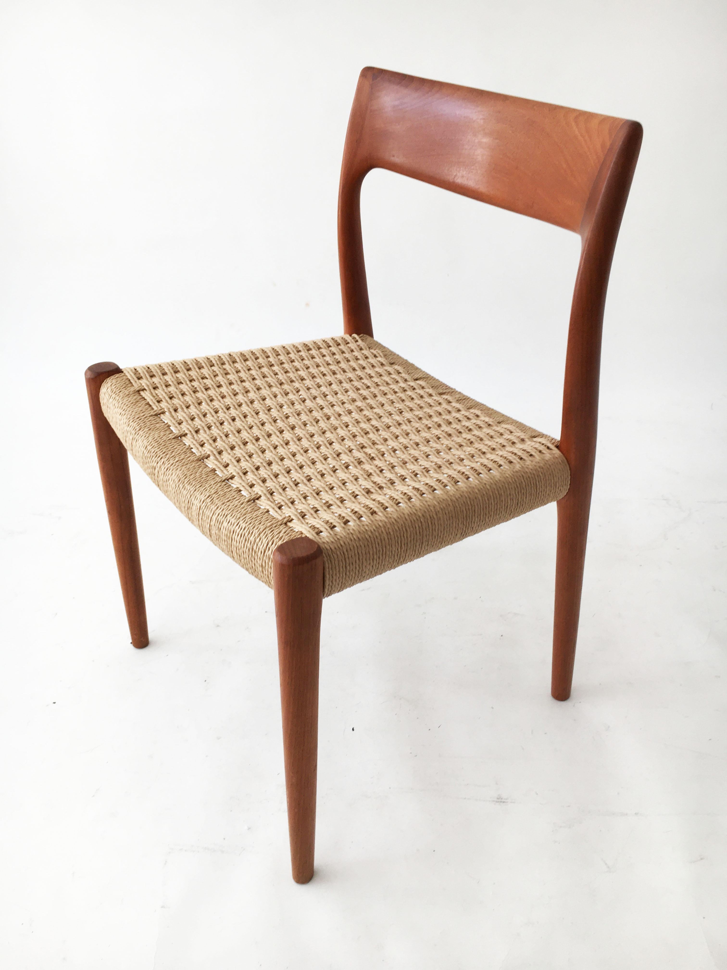 Danish Niels Otto Møller Model 77 Set of Four Vintage Teak Dining Chairs, Denmark 1958