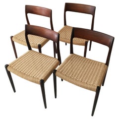 Niels Otto Møller Model 77 Set of Four Modern Danish Dining Chairs, Denmark 1958